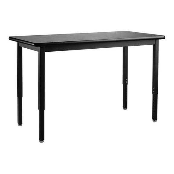 Pemberly Row 30x72" Metal Science Lab Table with HPL Top in Black