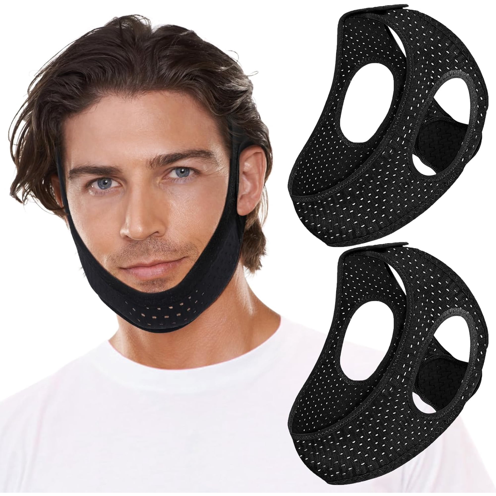 Hemvt 2 Pack Convenient & Portable Anti Snore Chin Strap, Mouth Jaw Tape Snoring Stopper Sleep Devices, Anti-Snoring Solution, Ideal for Snoring Caused by Mouth Breathing