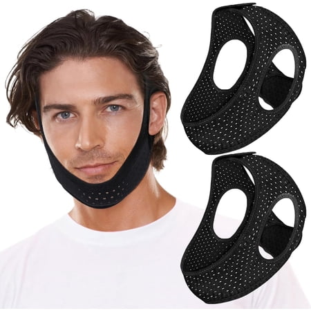 2 Pack Anti Snore Chin Strap for Sleeping, Mouth Jaw Tape Snoring Stopper Sleep Devices CPAP Users Breathing Head Mouthpiece Solution Keep Closed Advancement Reducing Aids Women Men Machine