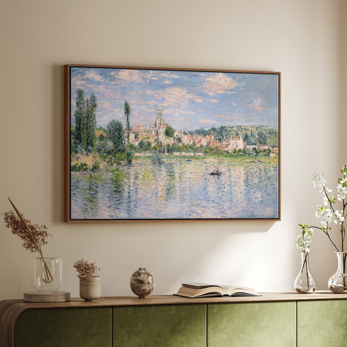 Vintage Landscape-CXXV By Wexford Home Framed in Walnut Wood Gallery Wrapped Canvas 25 in. x 37 in.