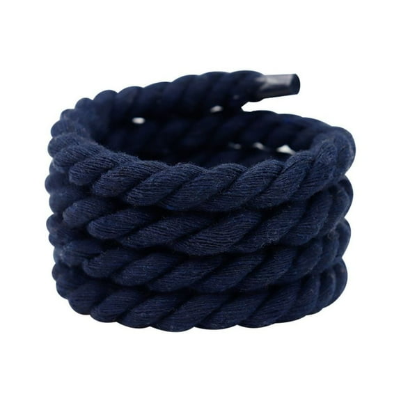 2PCS Women Men Sneakers Trendy Round High Quality 10Colors Thick Rope Laces Solid Color Laces Weaving Twisted Rope Bold Shoelaces NAVY