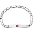thumbnail image 4 of 14K White Gold Wg Semi-Solid Medical Soft Diamond Shape Red Enamel Figaro Id Bracelet (7 X 9) Made In United States xm592ccw-7, 4 of 5