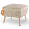 thumbnail image 2 of Cheer Collection 17" Square Ottoman | Super Soft Decorative Tan Wolf Faux Fur Foot Stool with Wood Legs, 2 of 4