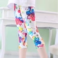 thumbnail image 5 of Summer Kids Girls Printed Capri Cropped Leggings Children Milk Silk Stretchy Shorts, 5 of 13