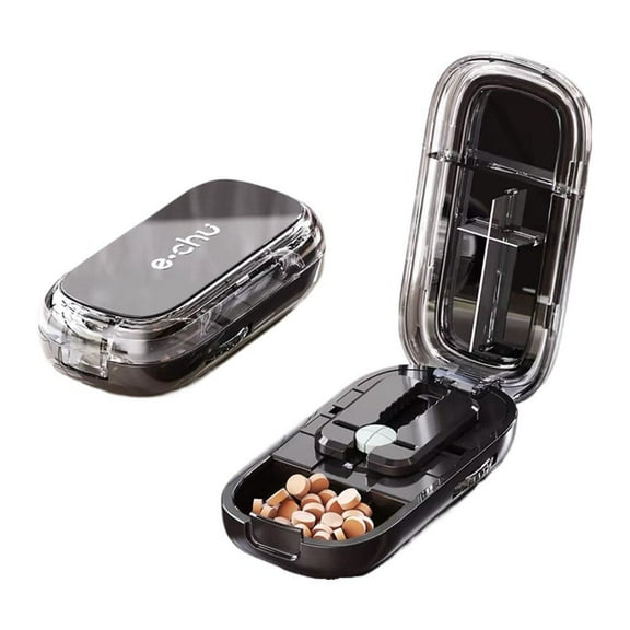 Mini Medicine Cutter and Storage Box – Precise Pill Splitter with 1/2 & 1/4 Cutting Options, Portable Safe Organizer for Travel & Daily Use