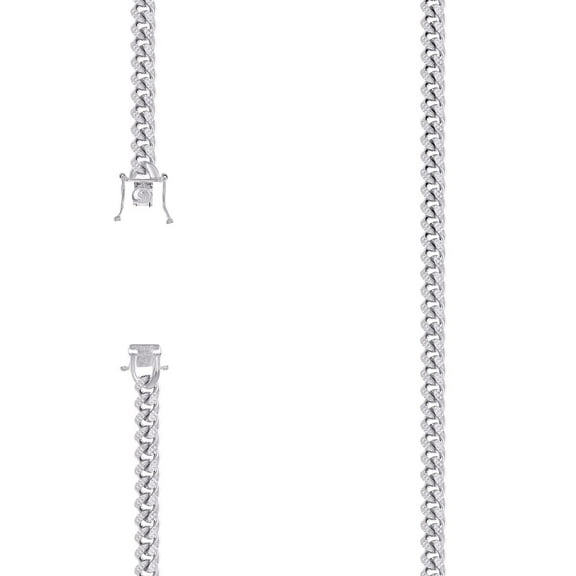 925 Sterling Silver Solid Comfort Curb Pyramid Chain Rhodium 6.3mm Bracelet 8 Inch Link Bracelet for Women and Men