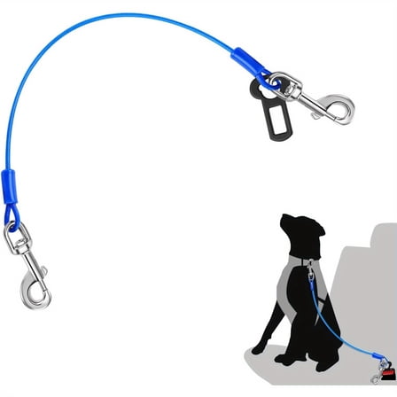1pc Dog Seat Belt for Car Chew-Proof - Durable Metal Vehicle Harness with Double Clips Adjustable Straps Reflective Strips