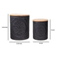 thumbnail image 5 of Ceramic Round Canister with Pressed Bursting Design, Set of 2, Black and Beige,Saltoro Sherpi, 5 of 5