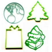 Grinch Cartoon Hand Christmas Tree Present Set Of 4 Cookie Cutters USA PR1572