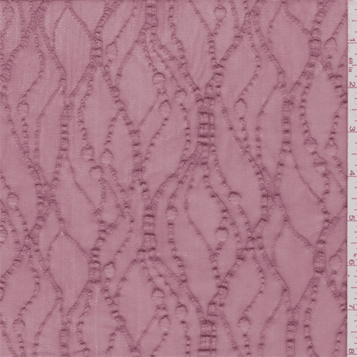 Dark Blush Pink Embroidered Stretch Lace, Fabric Sold By the Yard