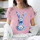 thumbnail image 5 of Camiseta de Cuello Redondo de Manga Corta de la Mujer, Top de Moda para Invierno Y Primavera Impresa de Navidad Casual 3/4, 5 of 7