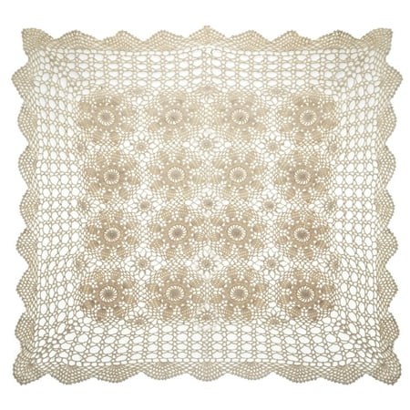 Aspire 20 Inches - 48 Inches Beige Square Handmade Crochet Cotton Lace Table Placemats Sofa