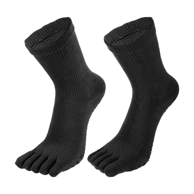 1 par de calcetines de dedo completo con cinco dedos, unisex, antideslizantes, pegajosos, de ajuste diario, color negro