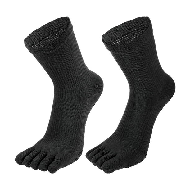 1 par de calcetines de dedo completo con cinco dedos, unisex, antideslizantes, pegajosos, de ajuste diario, color negro