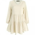 thumbnail image 4 of Wirziis Women Summer Dress V-Neck Solid Long Sleeve Casual Loose Flowy Swing Dress, 4 of 5