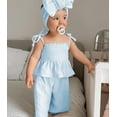 thumbnail image 2 of Infant Baby Toddler Girls Clothes Solid Color Sleeveless Camisole Linen Pants Set Baby Summer Outfits, 2 of 7