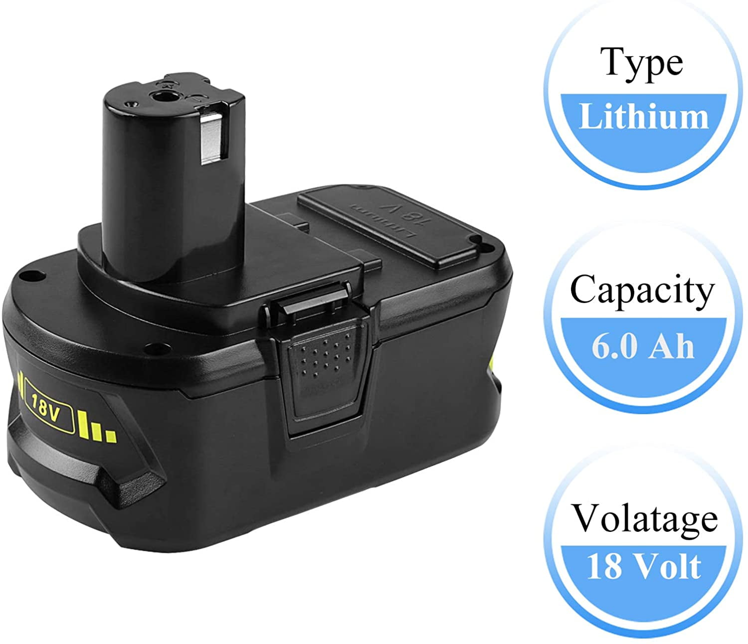 Ohyes Bat 18V 6000mAh Power Tool Battery, for Ryobi, 2 Pack