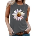 thumbnail image 1 of Pompotops T-Shirt Sans Manches Décontracté d'Été pour Femmes, Col Rond Imprimé, Ample, 1 of 4