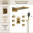 thumbnail image 2 of Boyel Living Wall Mounted 22 inch Rectangular Dual-function Rainfall Waterfall Shower Head 4 Function Thermostatic Shower System , with 6 Body Jets,Brushed Gold, 2 of 8