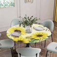 thumbnail image 2 of Farm Yellow Sunflower Butterfly Round Fitted Tablecloth with Elastic Edge,Waterproof Table Cloth Fits Tables Up to 45"-54",Wipeable Washable Table Cover for Indoor Outdoor,You Are My Sunshine Quote, 2 of 9