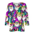 thumbnail image 5 of Gamivast Mardi Gras Shirts for Women Plus Size Mask Graphic 3/4 Sleeve Dressy Tshirt Relaxed Fitted V Neck Button Holiday Party Pullover Carnival Outfits 2026, 5 of 6