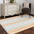 thumbnail image 5 of Orange Green Ethnic Tribe Area Rug Washable 3x5 Entryway Rug Non-Slip Indoor Low Pile Boho Traditional Geometric Floor Carpet Small Rugs for Bedroom Office Living Room Kitchen Entrance Nursery, 5 of 9
