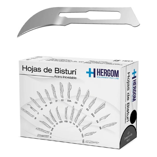 Hojas P/ Bisturí No. 12 Acero Inoxidable 100 Piezas Hergom