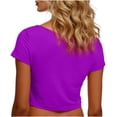 thumbnail image 5 of VSSSJ Crop Tops pour Femmes Manches Courtes Col Rond Extensible Chemise Décontractée Ajustée Solide Confortable Été Basique T-Shirts Courts Violet Taille Unique, 5 of 5