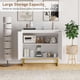thumbnail image 3 of Moderno blanca wood credenza consola gabinete-buffet sideboard con 2 doors y estante, 3 of 7