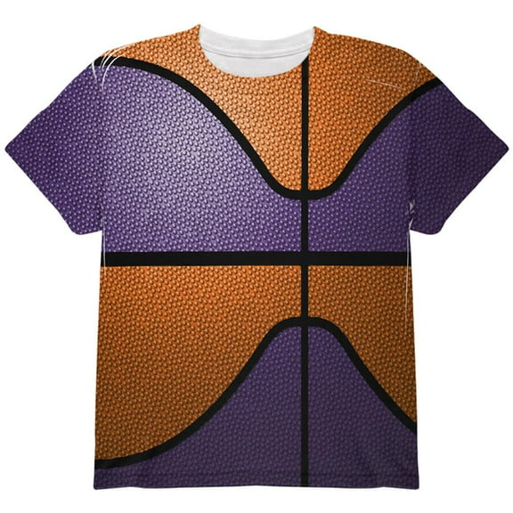 Championship Basketball Orange & Purple All Over Youth T Shirt