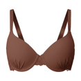 thumbnail image 2 of VISALY Plus Size Full Coverage Padded Underwire Lace Bra Seamless Adjustable Thin Straps Push Up Convertible Bra Lace Trim Bust Lifting Support T-Shirt Bralettes Comfy Soft Shaping Bra Brown 90B, 2 of 4