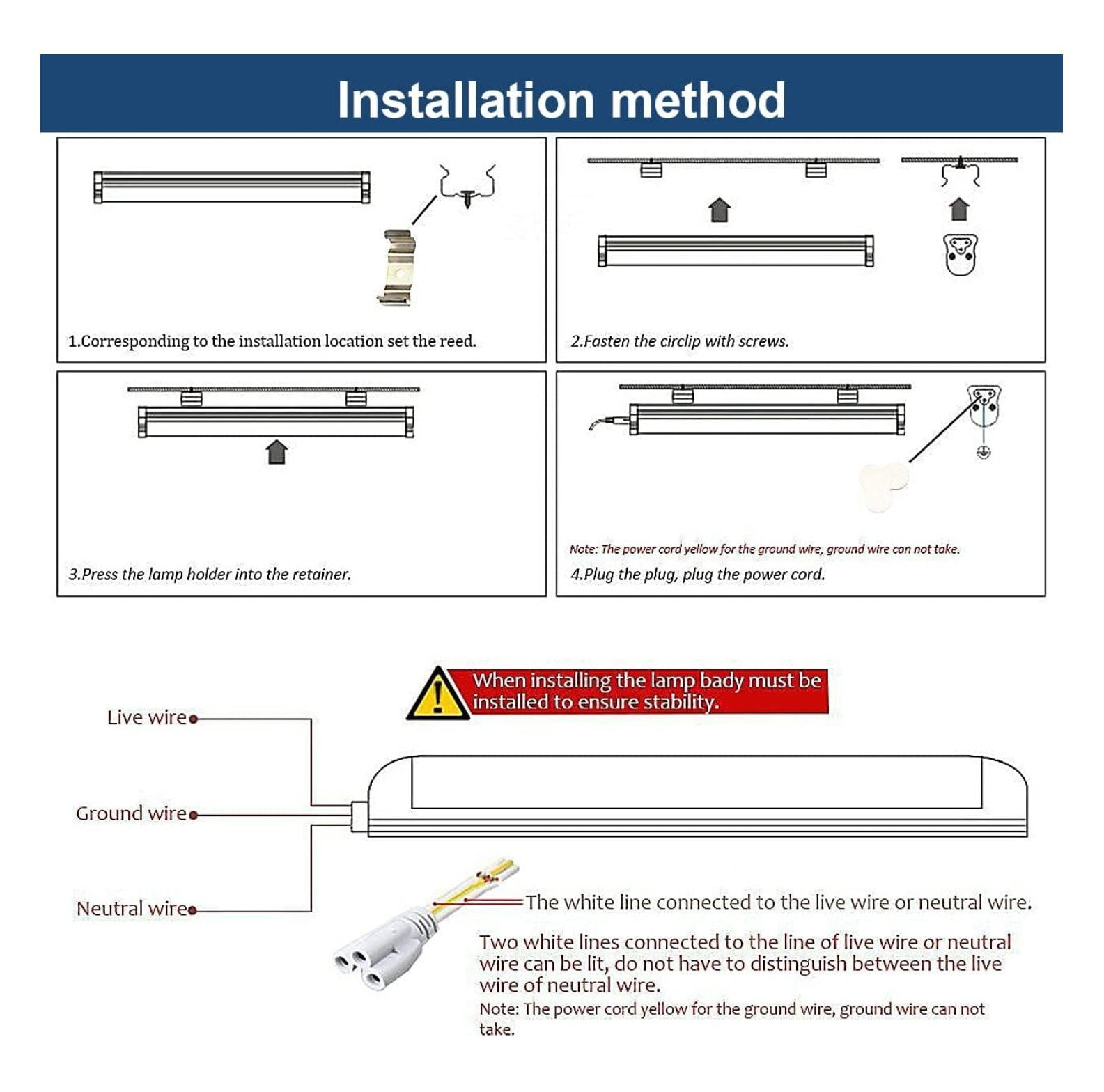 6 Pack T8 Shop Light, 4FT 24W 6000K Daylight White Linkable LED Integrated Tube Lights With Clear Cover, Bar Lights for Garage, Workshop, Workbench With On/Off Plug Cord