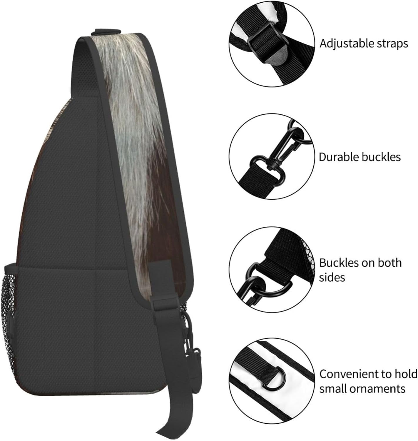 Cowhide Brown Pattern Sling Bag Crossbody Hiking Travel Chest Bags Backpack Shoulder Daypack for Women Men