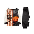 thumbnail image 4 of Ultra Soft Matching Family Halloween Pajamas PJs Set, Spooky Pumpkin Ghost Long Sleeve Top Pants Lounge Sleepwear Outfits, 4 of 6