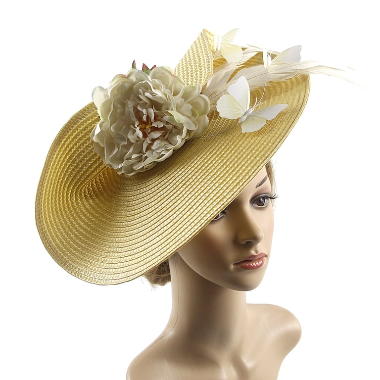 ?Kentucky Derby, Tea Parties Yellow Floral and Butterfly Fascinator Women\'s Hat WINDLAND Butterfly-Flower Derby Hat for Tea-Party Women  main image 4