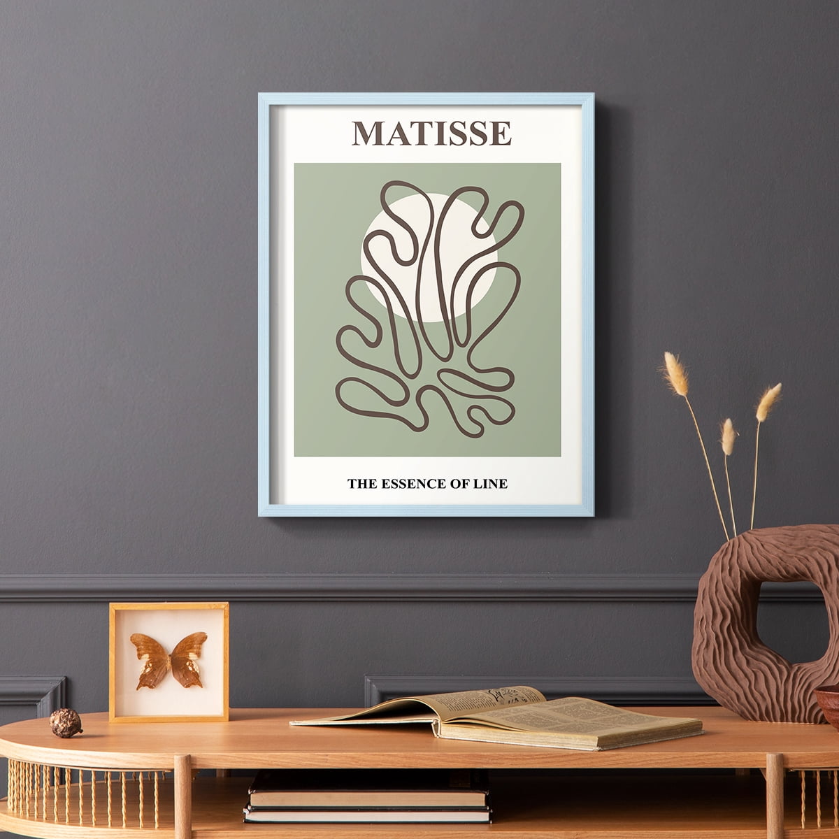 Matisse CXIII Framed Print in Blue Solid Wood 16 x 20 Framed Print