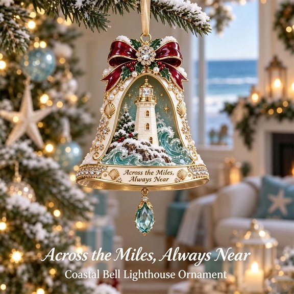 Coastal Christmas Ornament – Sea Glass & Shell Memory Keepsake,Sea-Glass Style Acrylc Ornament,Hanging Christmas Tree Decorations,Coastal Details for Christmas Trees and Wreaths