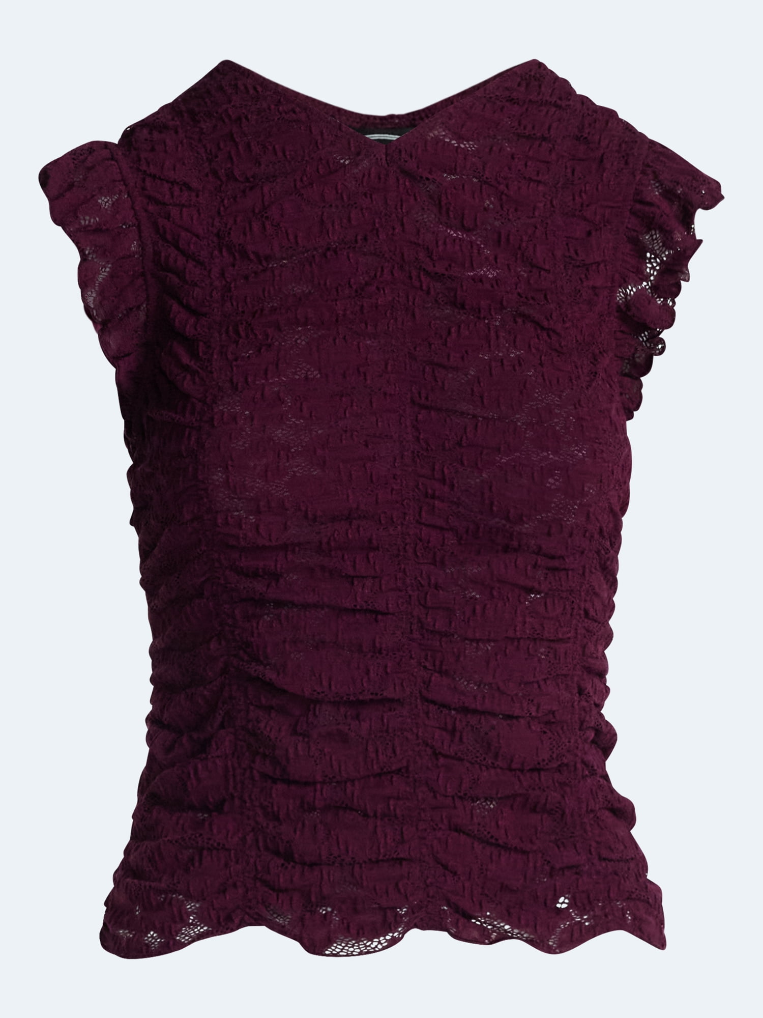 Scoop Women’s Shirred Lace Top, Sizes XS-XXL