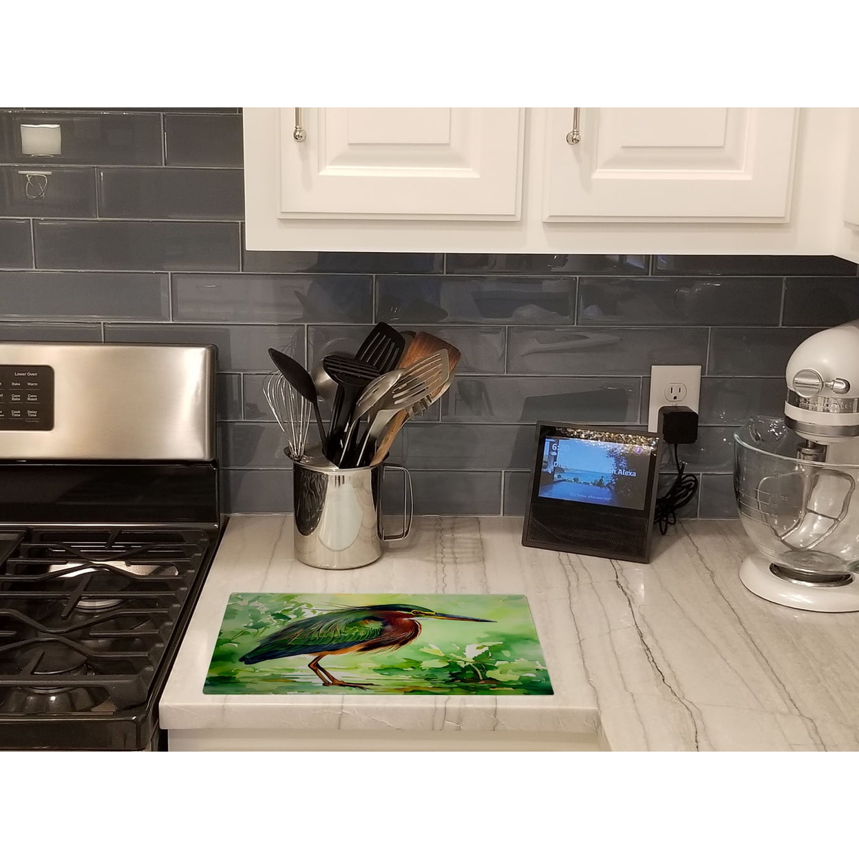Green Heron Glass Cutting Board 12 in x 15 in
