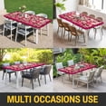 thumbnail image 5 of Valentine's Day Table Cloths for 4 Foot Rectangle Tables, Romantic Love Pink Plaid Beige Vintage Patio Waterproof Elastic Fitted Tablecloths, Washable Rectangular Table Cover for Camping, 5 of 8