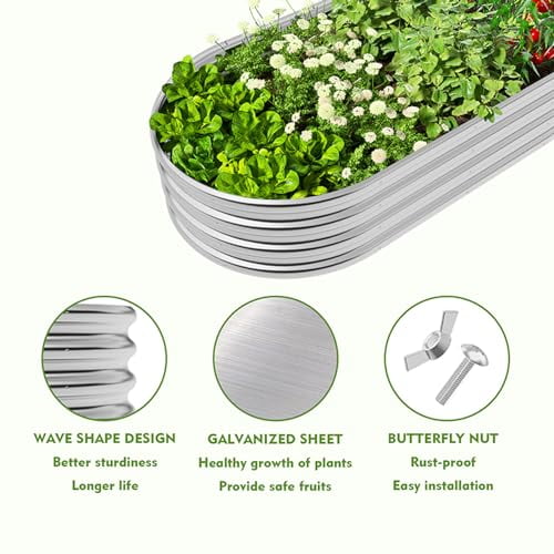 Galvanized Raised Garden Bed Outdoor Raised Beds Planter for Outdoor Plants Large Metal Raised Garden Bed Kit (4FT)