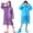 Purple+blue, variant on 2 Pack Raincoats for Kids, Reusable Rain Ponchos with Hood and Sleeves Children Waterproof Rain Coats for Boys and Girls, Blue and Yellow