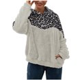 thumbnail image 1 of Jersey de manga larga con capucha y costuras con estampado de leopardo para mujer Top de felpa de doble cara Pompotops  gfhjh7891, 1 of 7
