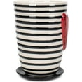 thumbnail image 3 of DEMDACO Pot and Saucer Black White Stripe Heart 7.5 x 5 Ceramic Stoneware Standing Planter Set, 3 of 6