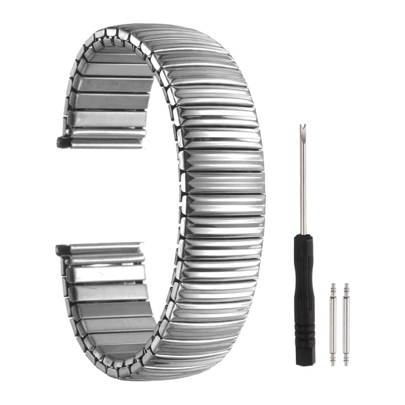 Uxcell Expansion Watch Bands 20mm Stainless Steel Stretch Watch Straps, Silver