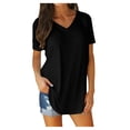 thumbnail image 1 of Kcodviy T-Shirt à Col en V pour Femmes, Manches Courtes, T-Shirts A pour Femmes, Couleur Unie, Décontracté, Ample, T-Shirts Complets pour Femmes, T-Shirt Haut, 1 of 1
