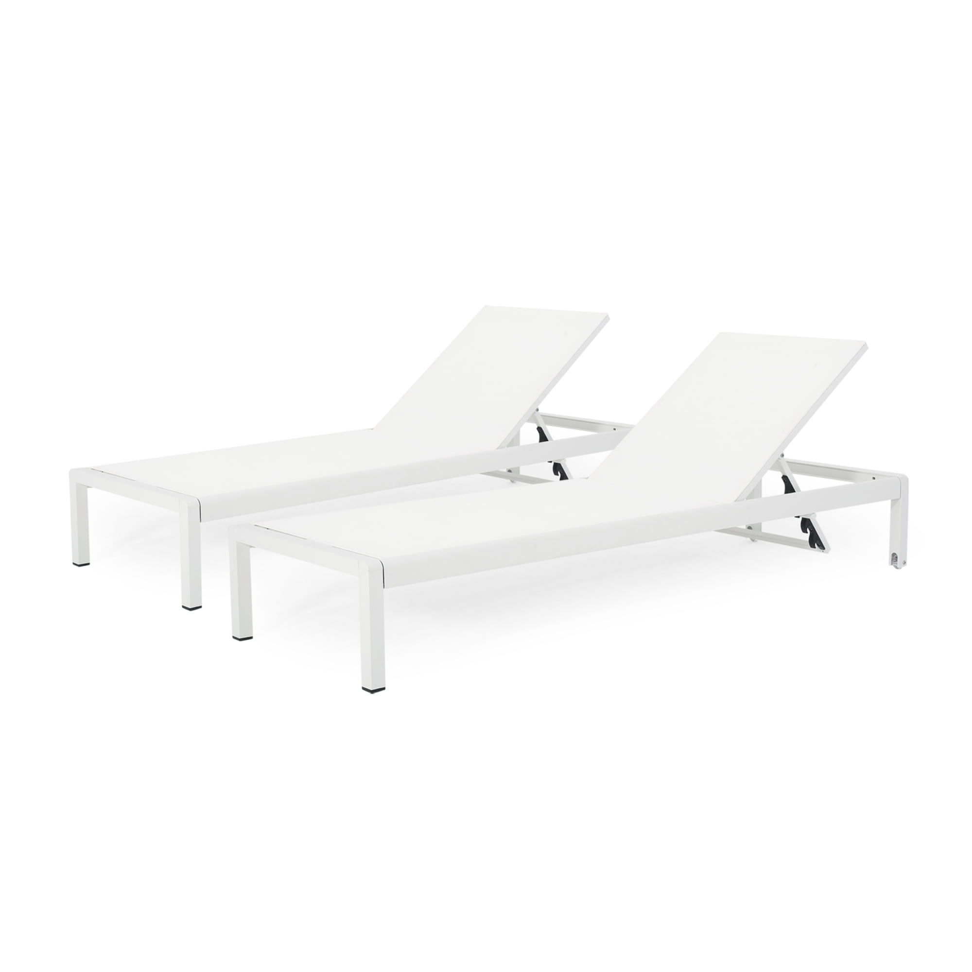 Leumius 2 Pcs Chaise Lounge Chair with 5-Position Adjustable Sunbathing, Foldable Tanning Chair for Pool Beach Patio Lawn White