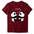 thumbnail image 5 of Gibobby Casual Playera de Manga Corta para Mujer Mujeres Casual Fashion Tops Camisa Lindo Animal Impreso camisa corta manga corta cuello redondo Tee Tops Loose Tuni(Vino,XL), 5 of 5