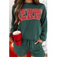 thumbnail image 3 of Women's Evergreen Corded MERRY Long Sleeve Graphic Top and Shorts Set - [ZhiHiMeRi] | (US 20-22)2XL, 3 of 6