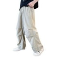 thumbnail image 2 of Atogsazn Children's Boys Wide Leg Cargo Pants Kids Casual Loose Drawstring Pant Baggy Clothes with Pocket Khaki 11-12 Years, 2 of 8